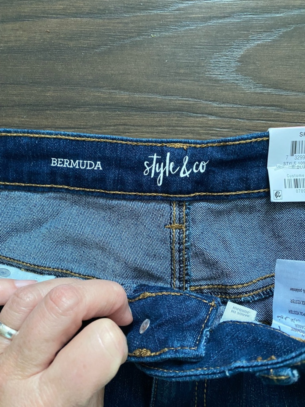 Style & Co. Dark Indigo Denim Cut Off Bermuda Shorts Casual Summer Size 10 - Picture 2 of 6